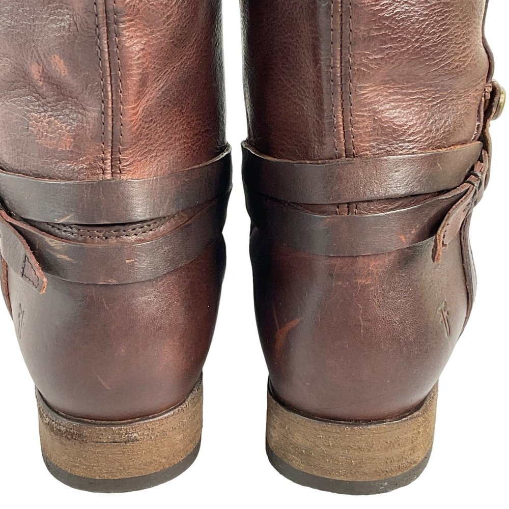 Frye Boots Womens Size 7 Redwood Melissa Belted Tall Boot Leather Luxury $400 - Picture 13 of 13